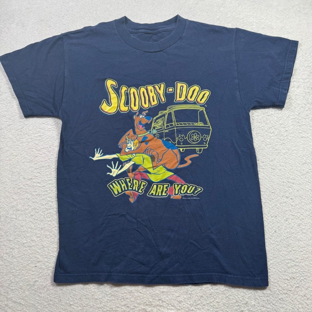 Hanna-Barbera Scooby-Doo T-Shirt Unisex M Navy Good 2001 Vintage Mystery Machine